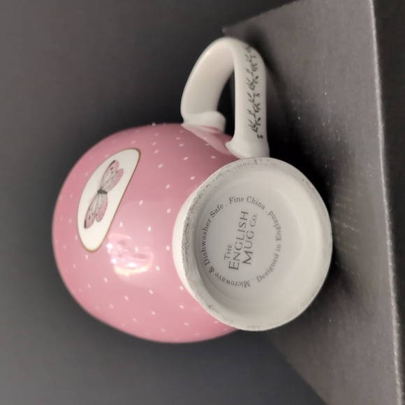 The English Mug Co, Pink/White Fine China Coffee Cup,with Butterfly's. - Picture 5 of 7